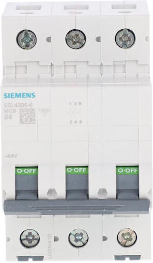 Siemens Automatic Circuit Breaker 6A Triple-pole AC 5SL4306-6