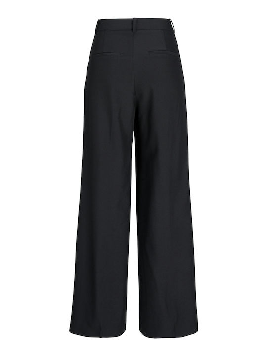 Women's High-waisted Fabric Trousers Wide Line Black