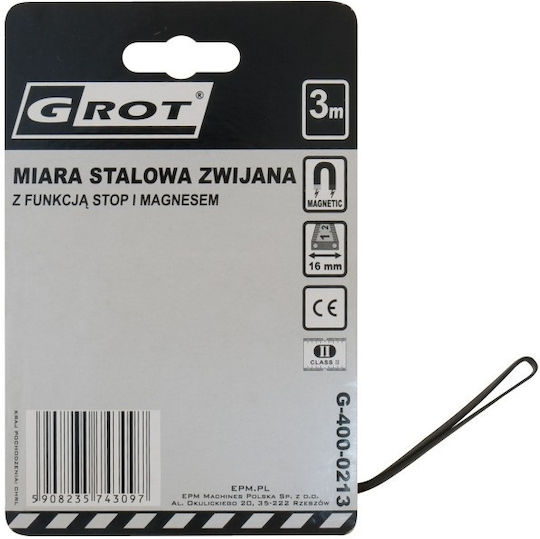 Grot Tape Measure with Magnet 16mm x 3m