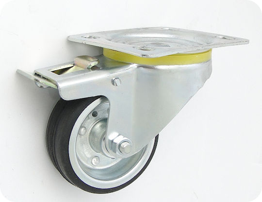 Zabi Metal-rubber Wheel 80mm In Swivel Casing Brake 6h Kl080 Skr Ha
