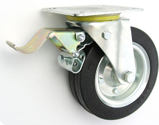 Rotating Wheel made of Rubber with Brake 180x80mm