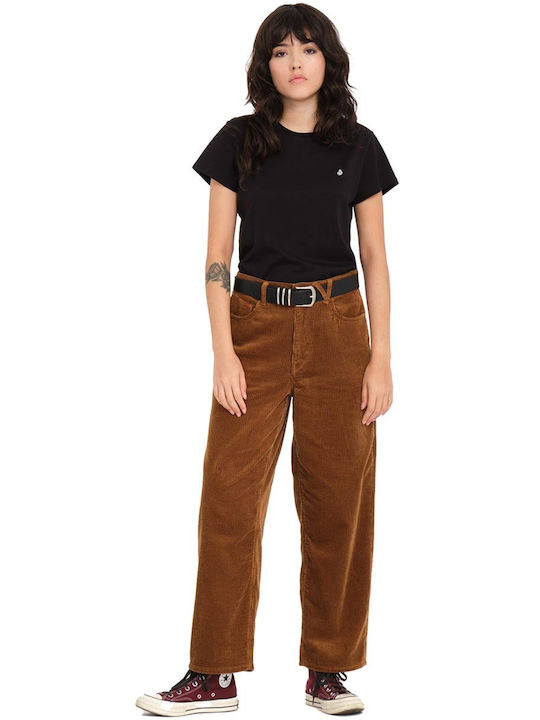 Weellow Women's Fabric Trousers Brown