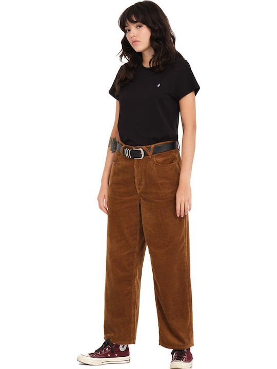 Weellow Women's Fabric Trousers Brown