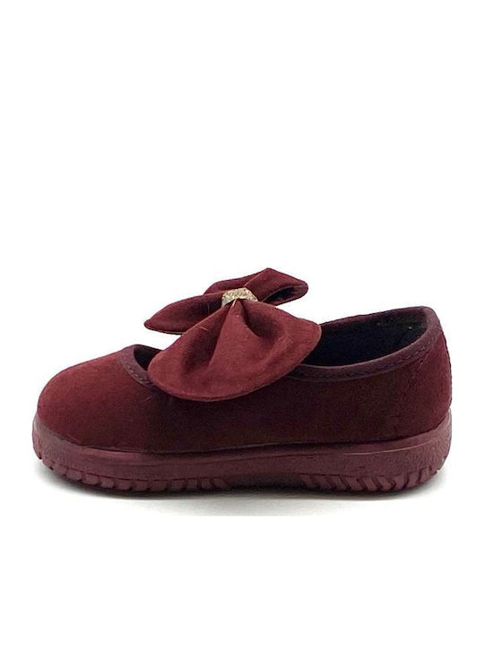 Balerini copii cu închidere Hoop & Loop Material textil Burgundy