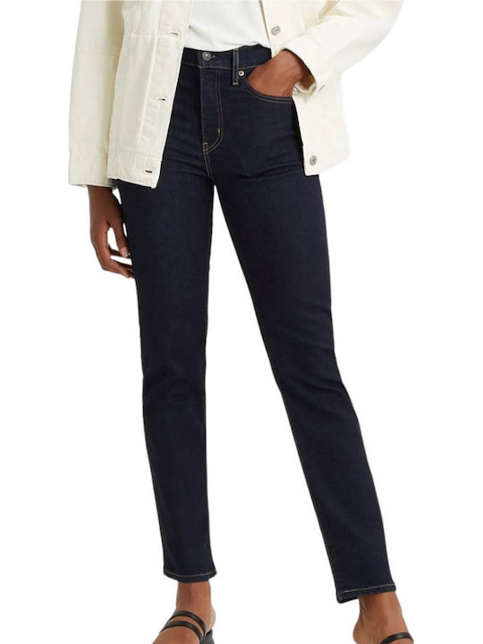 724 High Waist Women's Jean Trousers in Straight Line Dark Blue