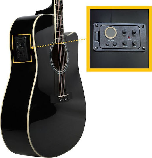 V-tone Semi-Acoustic Guitar Cutaway Black / Spruce