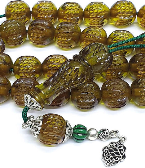 Roloi Komboloi Graven Mastic Worry Beads with 33 Beads Green 36cm