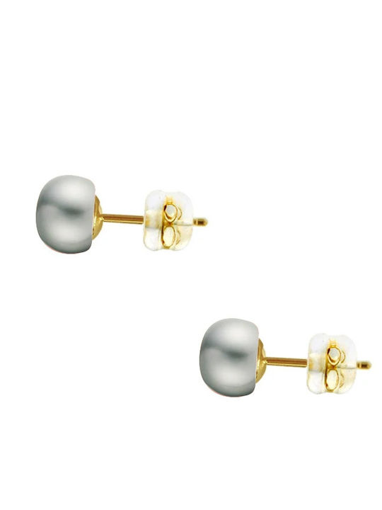 14K Gold Earrings Silicone Clasp Gray Pearls 5 5-6 Millimeters F126728g