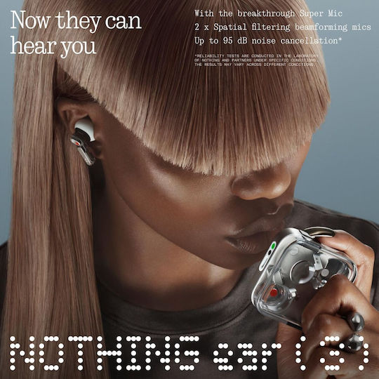 Nothing ear (3) In-ear Bluetooth Handsfree Ακουστικά με Αντοχή στον Ιδρώτα και Θήκη Φόρτισης Μαύρα