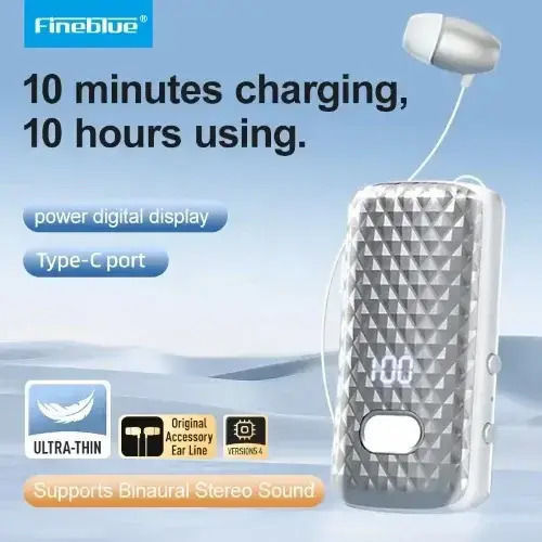 Fineblue F588 In-ear Bluetooth Handsfree Ακουστικό Πέτου Μπλε