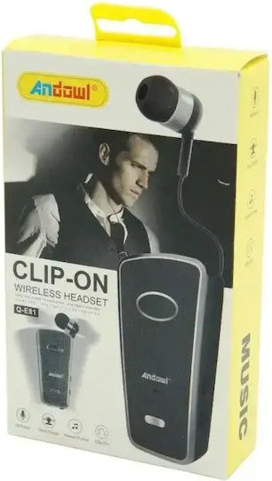 Andowl Q-E81 In-ear Bluetooth Handsfree Ακουστικό Πέτου Μαύρο / Πορτοκαλί