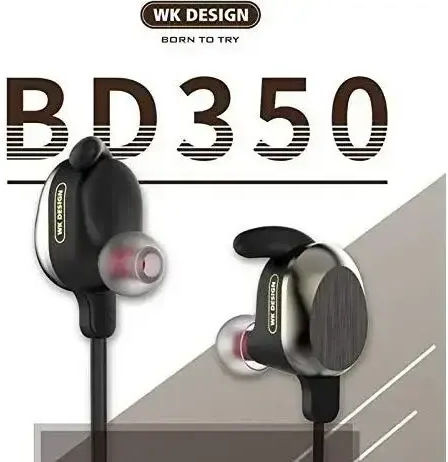 WK Sporty BT BD350 In-ear Bluetooth Handsfree Ακουστικά με Αντοχή στον Ιδρώτα Μαύρα
