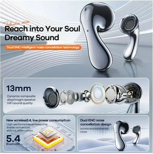 Remax W17 Pro Earbud Bluetooth Handsfree Ακουστικά με Θήκη Φόρτισης Γκρι