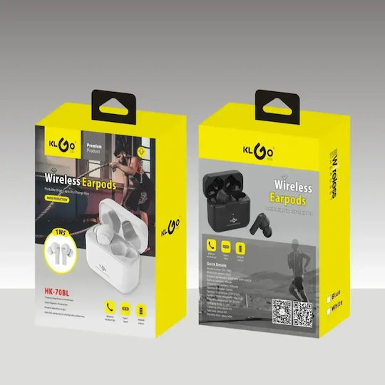 KLGO HK-70 In-ear Bluetooth Handsfree Earphones with Sweat Resistance and Charging Case White