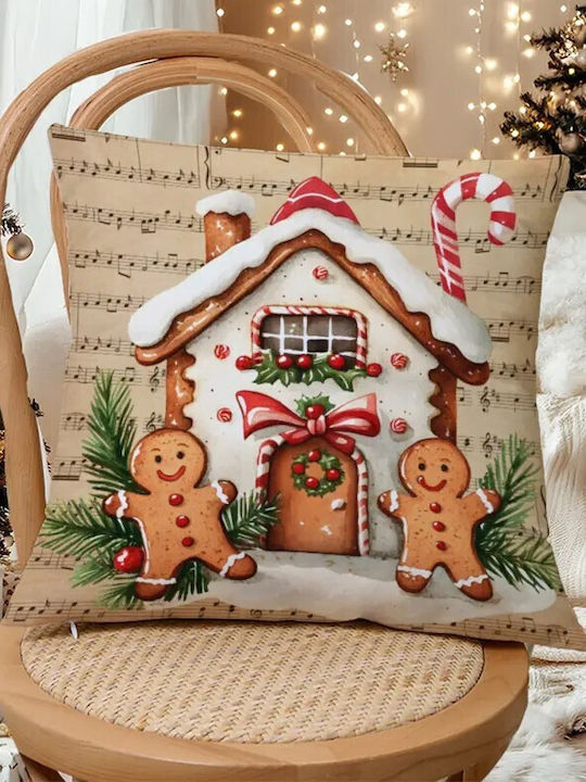 By Queen Limited Festive Edition Pillow Case Gingerbread House Musical Background 45x45cm