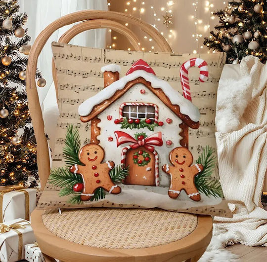 By Queen Limited Festive Edition Μαξιλαροθήκη Gingerbread House Μουσικό Φόντο 45x45εκ
