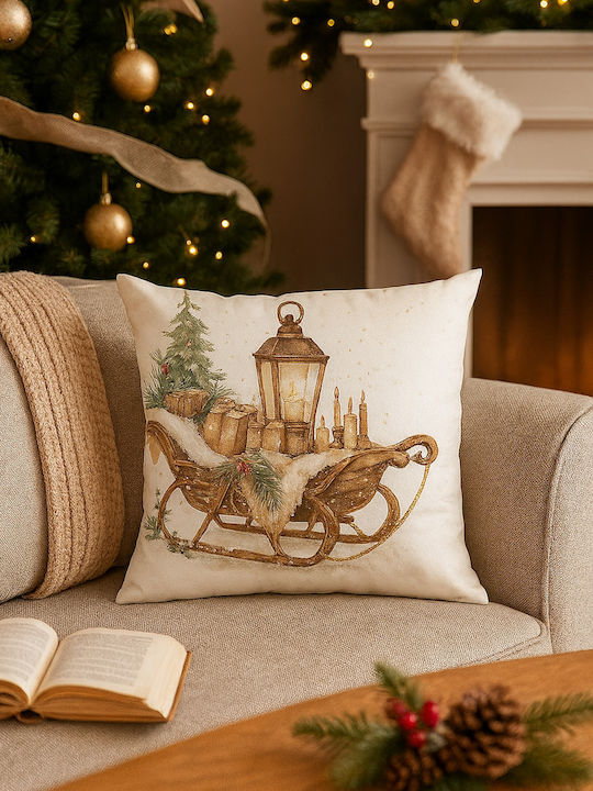 By Queen Limited Festive Edition Pillow Case Serene Christmas Glow Vintage Sleigh 45x45cm
