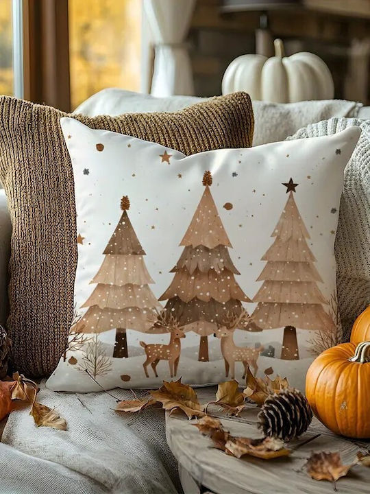 By Queen Limited Festive Edition Pillow Case Scandinavian Serene Christmas Reindeers Pines 45x45cm