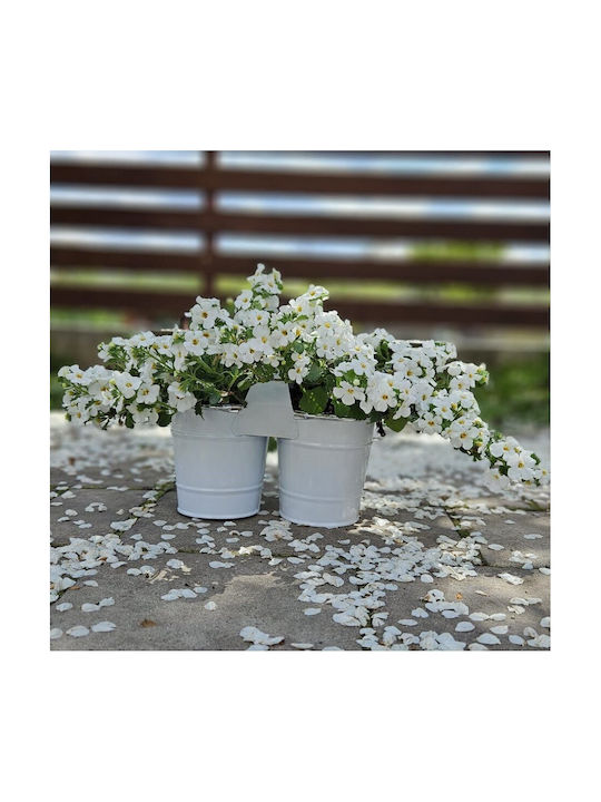 Ibergarden Γλάστρα Μεταλλική Λευκή 10.3x10.3x20εκ.