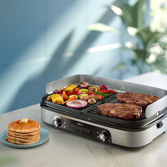 Philips 6000 Series Tabletop Electric Grill Smooth and Ribbed Plate 2000W