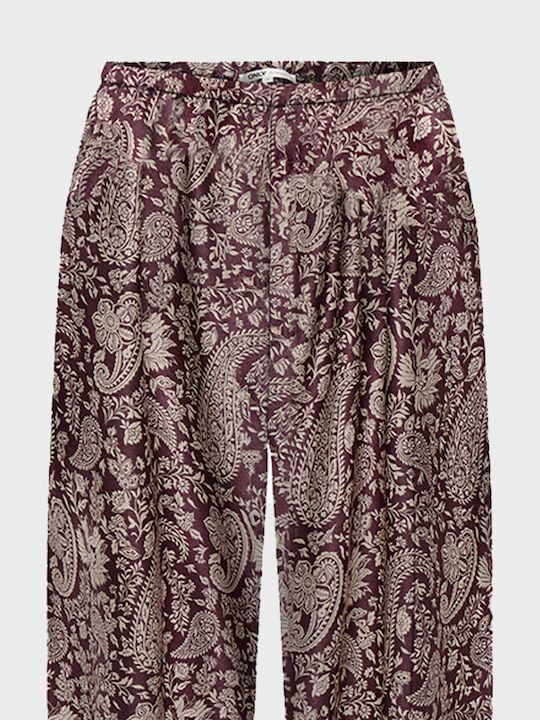 Damen Stoff Hose mit Gummizug Bordeaux