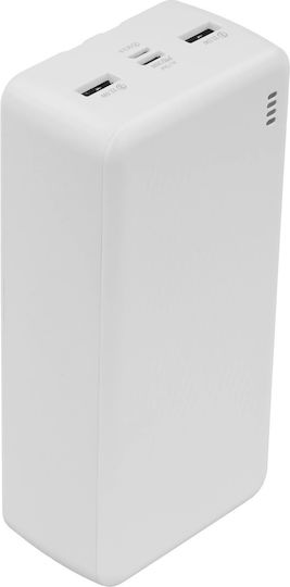 Borofone BJ57B Power Bank 30000mAh 22.5W With 2 USB-A Output Ports And USB-C Power Delivery Output Port White