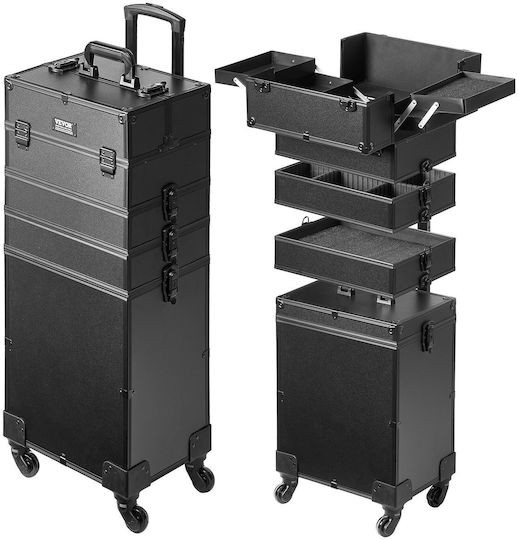 Vevor Metallic Cosmetic Case Black H74.5xW35.3xD25.3cm