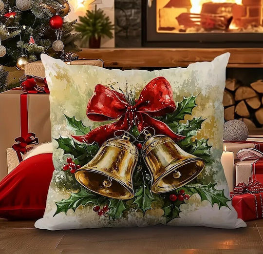 By Queen Limited Festive Edition Μαξιλαροθήκη Golden Bells Κόκκινη Κορδέλα
