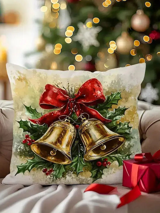 By Queen Limited Festive Edition Μαξιλαροθήκη Golden Bells Κόκκινη Κορδέλα