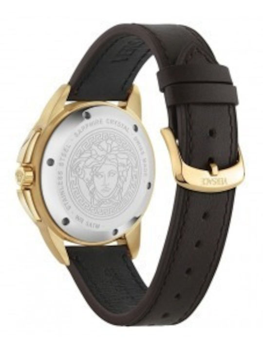 Versace V-sport Ρολόι Μπαταρίας με Δερμάτινο Λουράκι Versace V-sport Ρολόι Μπαταρίας με Δερμάτινο Λουράκι