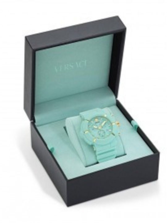 Versace Real Active Men's Watch Battery with Turquoise Rubber Strap