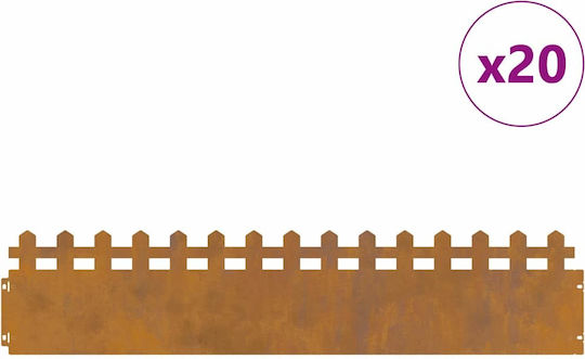vidaXL Metal Garden Border in Brown Color 1.03m x 22cm