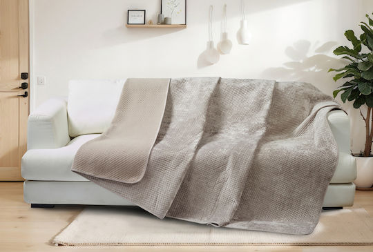 Liolios Home Throws & Couch Blankets Sofa Throws 2 Seater Velvet 180x250cm Taupe