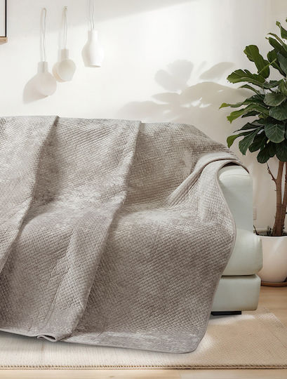 Liolios Home Throws & Couch Blankets Sofa Throws 2 Seater Velvet 180x250cm Taupe