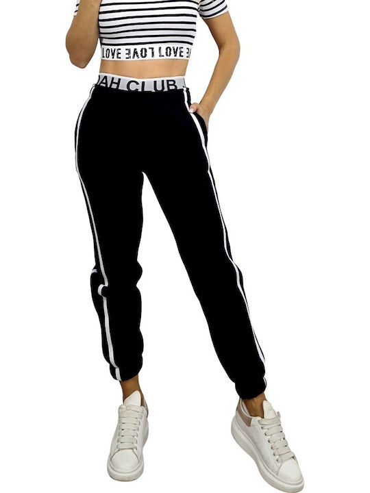 Hohe Taille Jogginghose Black