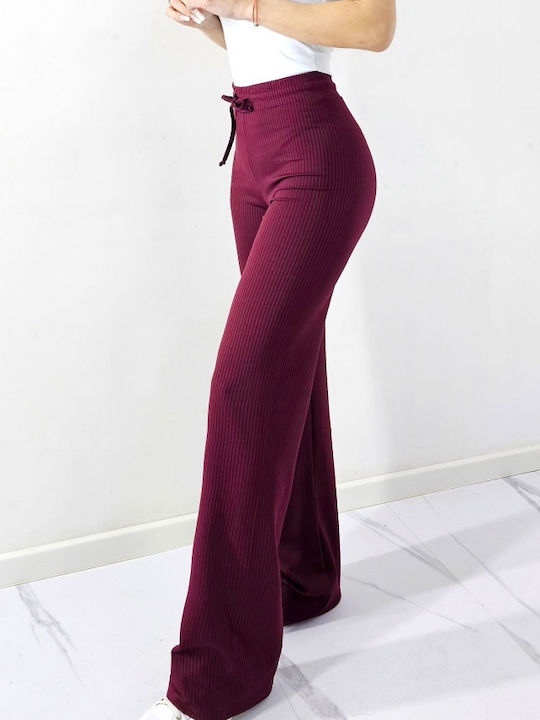 Ψηλόμεσο Παντελόνι Φόρμας Καμπάνα Burgundy