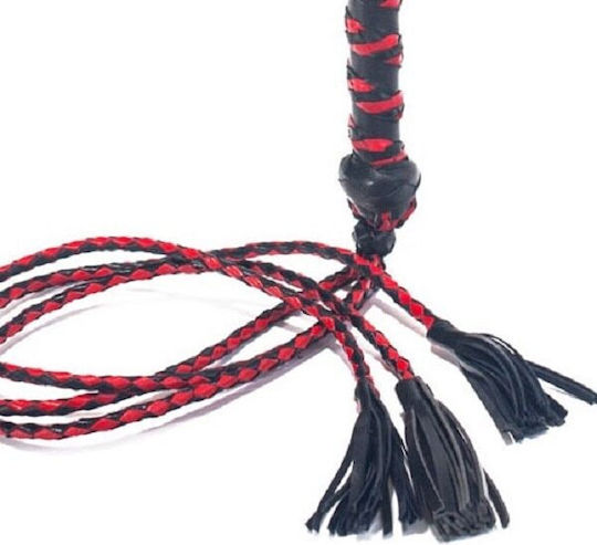 Devil Sticks Three Tail Tassel Flogger Polished Leather Whip in Red Color