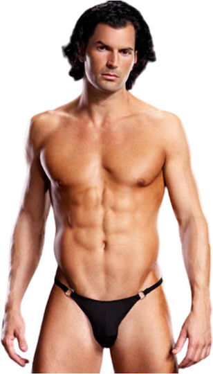Blue Line Micro Jock with Metal Rings Black