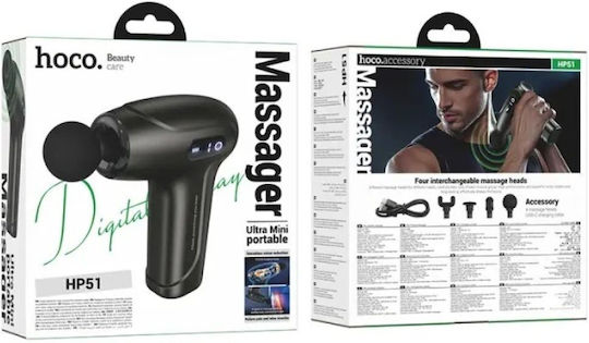 Hoco Massagepistole Körper 4 Köpfe Schwarz Hp51 Ultra Mini