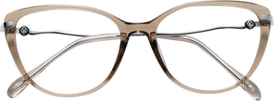 Techsuit Anti-Blue Light Glasses Reflex PC 86162 Women Round TR90 & Metal Frame AC Lens Silver Vanilla