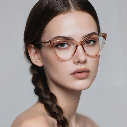 Techsuit Anti-Blue Light Glasses Reflex PC 2279 Women Cat Eye TR90 & Metal Frame AC Lens Leopard