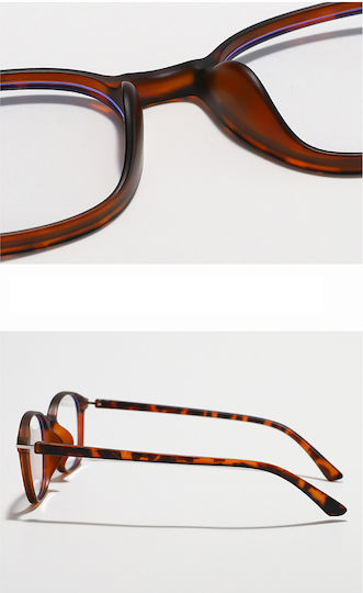 Techsuit Anti-Blue Light Glasses Reflex PC 6635 Unisex Round TR90 Frame AC Lens Light Brown
