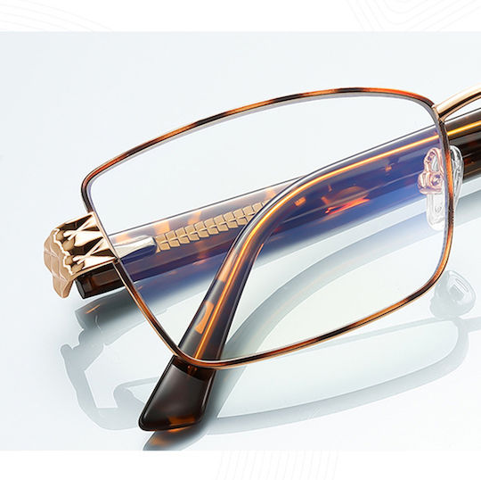 Techsuit Anti-Blue Light Glasses Reflex PC 3171 Women Rectangle Metal Frame AC Lens Gold Black