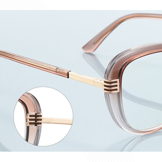 Techsuit Anti-Blue Light Glasses Reflex PC 2265 Women Butterfly TR90 & Metal Frame AC Lens Transparent Brown