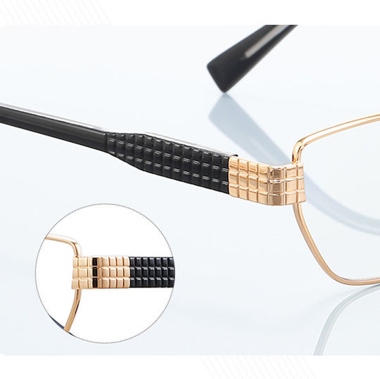 Techsuit Anti-Blue Light Glasses Reflex PC 3162 Women Rectangle Metal Frame AC Lens Gold