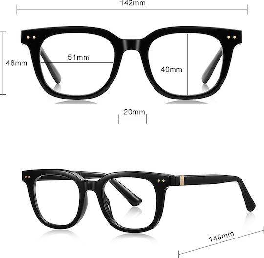 Techsuit Anti-Blue Light Glasses Reflex PC 2229 Men Round TR90 & Metal Frame AC Lens Transparent Brown