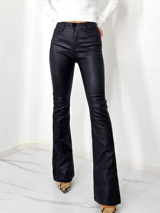 Dama Tesatura Pantaloni Push-up Evazați cu Croială Relaxată Black