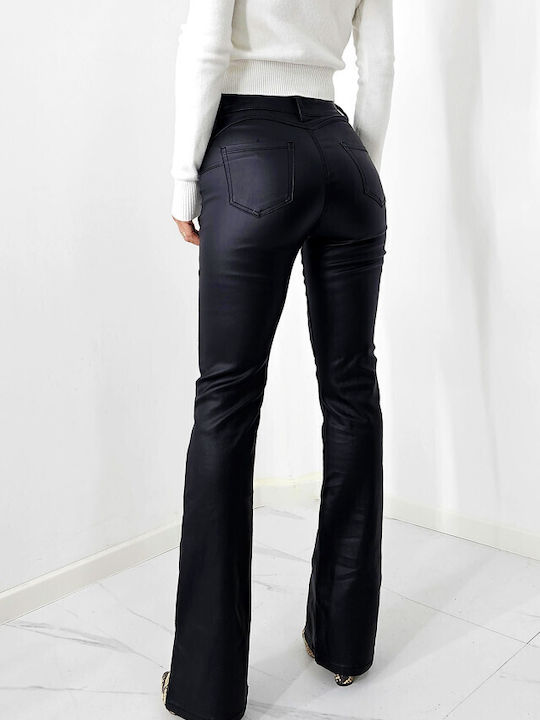 Dama Tesatura Pantaloni Push-up Evazați cu Croială Relaxată Black