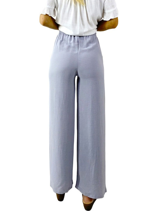 Dama Talie înaltă Tesatura Capri Pantaloni cu Croială Relaxată Cu dungi Grey
