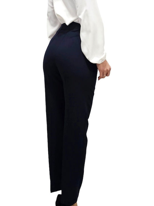 Dama Tesatura Pantaloni cu Croială Tapered Floral Albastru marin